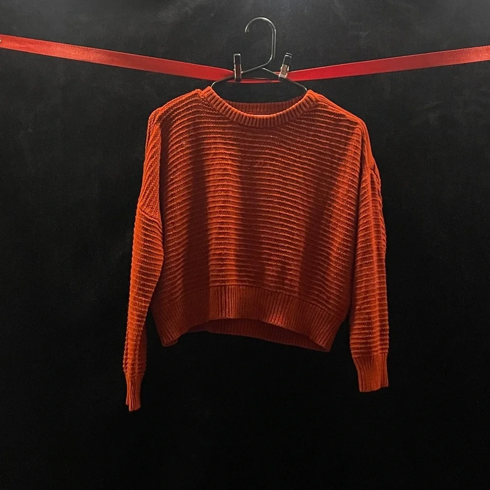 Cozy Orange Knit Sweater - Picture 3 of 3